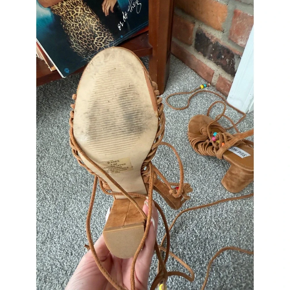 Festival Steve Madden Suede Tie Strap Block Heel Sandals Coachella 6.5